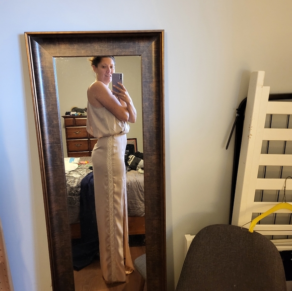 Asos Rose Dust Drape Front Strap Back Maxi Dress - Picture 8 of 9